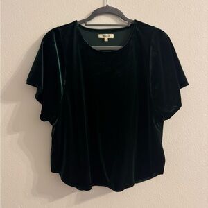Madewell Elegant Velvet Green Top